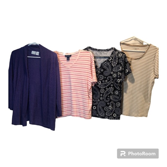 Croft & Barrow & more short sleeve print tops &open front sweater Bundle of 4-XL - Picture 1 of 10